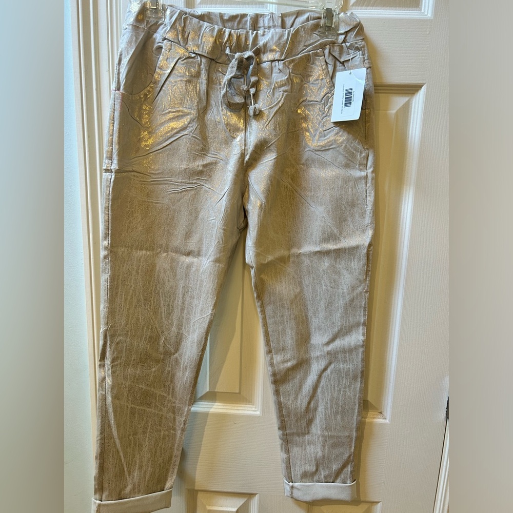 Ecru and gold dust joggers
